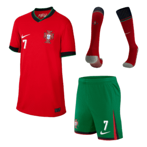 Kid's Portugal RONALDO #7 Home Shirts Full Kit Euro 2024