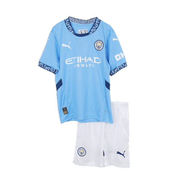 Kid's Manchester City Home  Soccer Jersey Kit(Jersey+Shorts) 2024/25 Top Soccer Jerseys Store