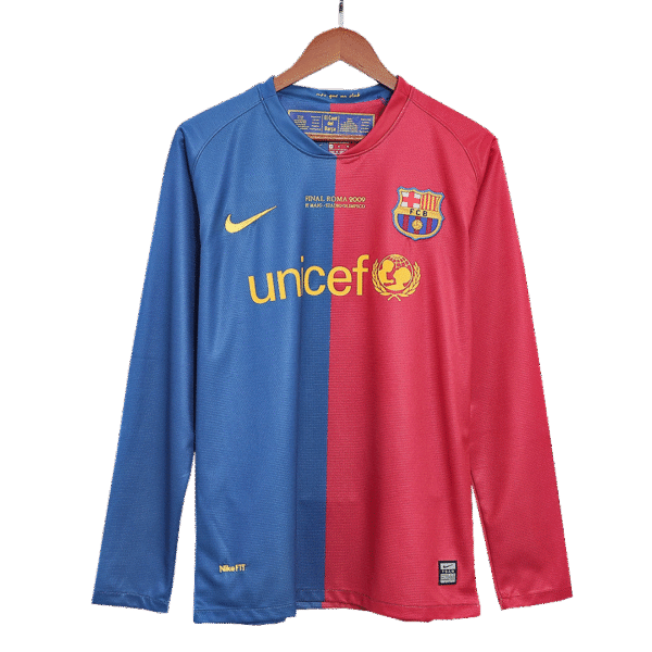 Retro A.INIESTA #8 2008/09 Barcelona Home Long Sleeve  Soccer Jersey- UCL Final Top Soccer Jerseys Store