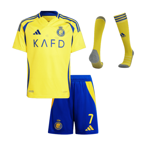 Kid's RONALDO #7 Al Nassr Home  Soccer Jersey Kit(Jersey+Shorts+Socks) 2024/25 - ACL Top Soccer Jerseys Store