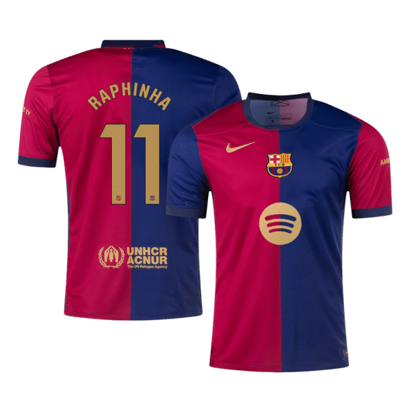 RAPHINHA #11 Barcelona Home  Soccer Jersey 2024/25 -?Spotify Logo Without Text? Top Soccer Jerseys Store