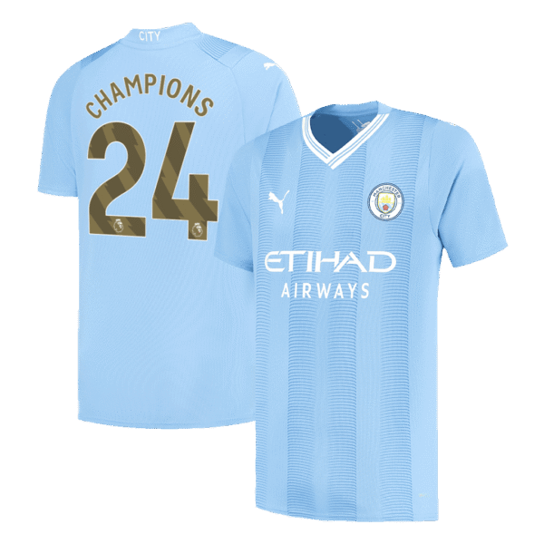 CHAMPIONS #24 Manchester City Home  Soccer Jersey 2023/24 Top Soccer Jerseys Store