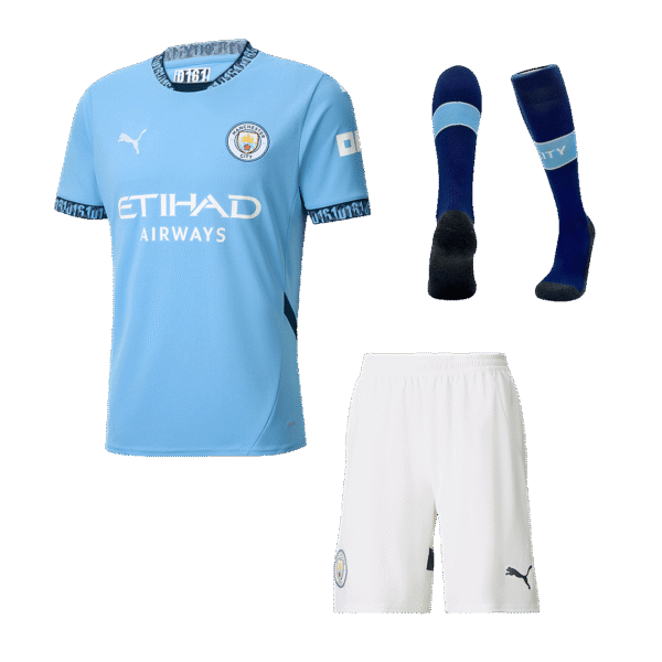 Manchester City Home  Soccer Jersey Kit(Jersey+Shorts+Socks) 2024/25 Top Soccer Jerseys Store