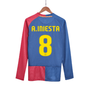 Retro A.INIESTA #8 2008/09 Barcelona Home Long Sleeve  Soccer Jersey- UCL Final Top Soccer Jerseys Store