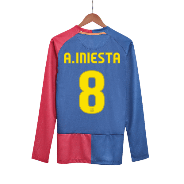 Retro A.INIESTA #8 2008/09 Barcelona Home Long Sleeve  Soccer Jersey- UCL Final Top Soccer Jerseys Store